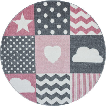Ayyildiz, Kusový koberec Kids 620 pink kruh, 160x160 (priemer) kruh, ružová, detská izba