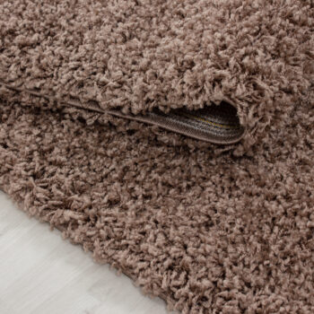 Ayyildiz, Kusový koberec Life Shaggy 1500 mocca kruh, 160x160 (priemer) kruh, hnedá, spálňa