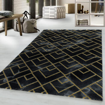 Ayyildiz, Kusový koberec Naxos 3814 gold, 80x250, čierna, kancelária