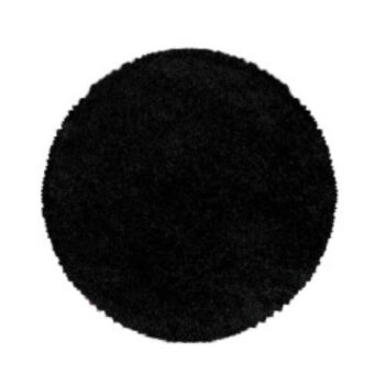 Ayyildiz, Kusový koberec Sydney Shaggy 3000 black kruh, 200x200 (priemer) kruh, čierna, obývacia izba
