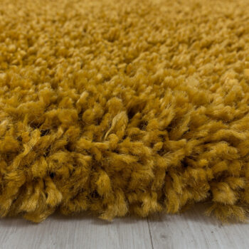 Ayyildiz, Kusový koberec Sydney Shaggy 3000 gold kruh, 120x120 (priemer) kruh, žltá, obývacia izba