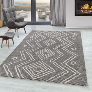 Ayyildiz, Kusový koberec Taznaxt 5104 Black, 80x250, čiernobiela, chodba / predsieň