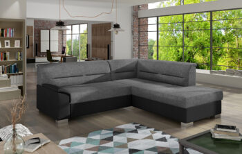 NABBI Balmi P rohová sedačka s rozkladom a úložným priestorom svetlosivá / čierna – Obrázok 2