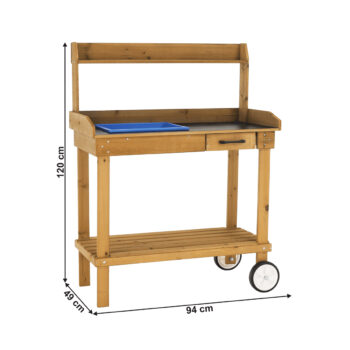 KONDELA Bardy záhradný pracovný stôl s umývadlom hnedá – Obrázok 5