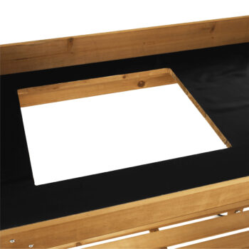 Predstavujeme vám záhradný pracovný stôl s umývadlom Bardy v elegantnej hnedej farbe, ktorý je ideálnym doplnkom pre vašu záhradu. Tento moderný a funkčný kus nábytku od značky KONDELA je navrhnutý tak, aby splnil všetky vaše potreby pri práci na záhrade.