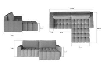 Sedačka BARON patrí svojimi rozmermi medzi menšie rohové sedačky. Napriek tomu je to dominantný kúsok nábytku, ktorý  zaujme na prvý pohľad a stane sa ozdobou každej miestnosti. Štýlové prešívanie sedacej časti vytvára unikátny výrazný vzor, ktorý zjemňujú ladné jednoduché tvary opierky chrbta a rúk.Oceníte úložný priestor ale aj možnosť rozkladu, vďaka čomu si vytvoríte spaciu plochu 195 x 125 cm, vhodnú na príležitostné spanie. DL mechanizmus zabezpečí jednoduchú manipuláciu pri rozklade sedačky. Sedacia časť je vyrobená v kombinácii vlnovcovej pružiny  a peny. Touto kombináciou získate pohodlný priestor pre sedenie či leňošenie. Hustota HR peny sedadla aj opierok je T2540.Sedačka je vyrobená v ľavom prevedení rohu. Je celočalúnená, vhodná aj na umiestnenie v priestore. Na čalúnenie je použitá kvalitná látka Mat Velvet 75. Celkové rozmery (š/v/h): 245 x 85 x 160 cm. Výška sedačky bez opierkových vankúšov je 74 cm. Hĺbka sedenia 79 cm, výška sedenia 40 cm.V našej ponuke nájdete túto sedačku aj v opačnom prevedení rohu ako aj v ďalších módnych a štýlových farbách.