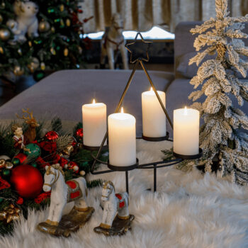 KONDELA Basil kovový adventný veniec čierna – Obrázok 11