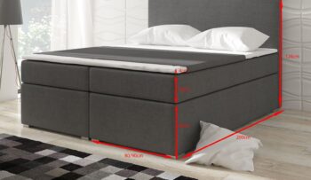 Moderná boxspringová posteľ BELARO je kompletným riešením pre Váš dokonalý spánok. Jej súčasťou je úložný priestor a výklopný matrac, ktorý je zložený z bonelových pružín + hypoalergénny topper. Matrac je 20 cm vysoký + 4 cm vrchný matrac (topper) má odnímateľnú obliečku. Je celá čalúnená látkou Sawana 5 - tmavo šedá. Rozmery: (ŠxVxD) 180 x 126 x 205 cm, lôžko 180/200 cm. Nosnosť postele je 300 kg / 150 kg jedno lôžkoDodávame v demonte. 