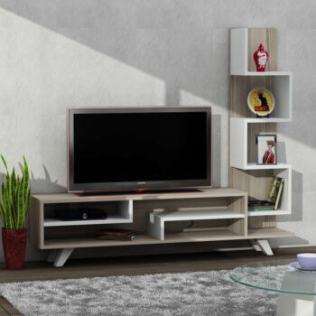 Zoznámte sa s BELLA, vysokým TV stolíkom, ktorý dokonale kombinuje funkčnosť a moderný dizajn. S jeho elegantnou bielou a svetlo hnedou farbou prináša do vašej obývačky sviežosť a teplý nádych, zatiaľ čo jeho rozmery sú ideálne prispôsobené pre pohodlné umiestnenie 55 palcovej televízie.Detailné špecifikácieTyp tovaru: TV stolíkMateriál: Kvalitný LTD materiál s hrúbkou 18 mm, ktorý zaisťuje vysokú odolnosť a dlhú životnosť.Rozmery: 120 x 149.5 x 29.5 cm, s výškou miesta pre TV 38.6 cm a šírkou 120 cm, perfektne pasujúce pre 55 palcové televízory.Farba: Kombinácia bielej a svetlo hnedej, ktorá dodáva elegantný a teplý vzhľad.Vybavenie: Regálka poskytuje dostatok priestoru na usporiadanie multimediálnych zariadení, kníh alebo dekoratívnych predmetov.Vzhľad: Vysoký dizajn, ktorý efektívne využíva vertikálny priestor a dodáva do miestnosti pocit vzdušnosti a otvorenosti.Počet dverí, dvierok: Bez dverí, čo umožňuje ľahký prístup a zároveň udržuje čistý, minimalistický vzhľad.Dodatočné informácie: Dodávame v demontovanom stave, čo uľahčuje transport a montáž.TV stolík BELLA je ideálnou voľbou pre tých, ktorí chcú svoju obývaciu izbu obohatiť o moderný a praktický kus nábytku, ktorý je nielen funkčný, ale aj vizuálne príjemný a dokáže sa stať dominantným prvkom vášho interiéru.