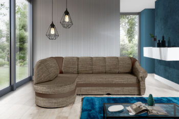 NABBI Belluno L rohová sedačka s rozkladom a úložným priestorom cappuccino / hnedá – Obrázok 2