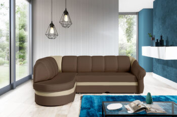 NABBI Belluno L rohová sedačka s rozkladom a úložným priestorom hnedá / krémová – Obrázok 2