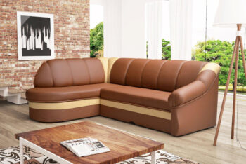 NABBI Belluno L rohová sedačka s rozkladom a úložným priestorom hnedá / krémová – Obrázok 3