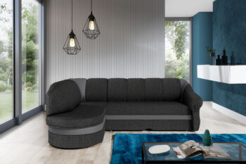 NABBI Belluno L rohová sedačka s rozkladom a úložným priestorom tmavosivá / sivá – Obrázok 2