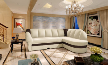 NABBI Belluno P rohová sedačka s rozkladom a úložným priestorom béžová / tmavohnedá – Obrázok 3