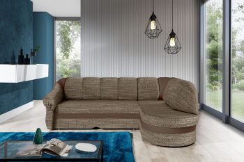 NABBI Belluno P rohová sedačka s rozkladom a úložným priestorom cappuccino / hnedá – Obrázok 2