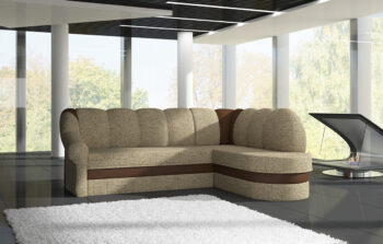 NABBI Belluno P rohová sedačka s rozkladom a úložným priestorom cappuccino / hnedá – Obrázok 3