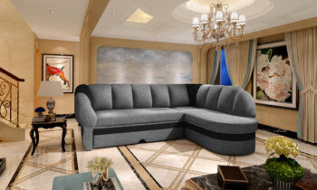 NABBI Belluno P rohová sedačka s rozkladom a úložným priestorom sivá (Sawana 05) / čierna (Soft 11) – Obrázok 3