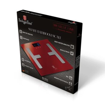 Digitálna osobná váha Berlingerhaus BH-9104 v elegantnej červenej farbe je ideálnym doplnkom pre každú modernú domácnosť. Táto váha, vyrobená z kvalitného vytvrdeného skla, ponúka nielen presné meranie hmotnosti, ale aj štýlový vzhľad, ktorý sa hodí do akéhokoľvek interiéru.…