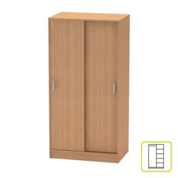 Šatníková skriňa s posuvnými dverami Betty New 4 BE04-002-00 v elegantnom bukovom prevedení je ideálnym riešením pre moderné interiéry. Táto skriňa ponúka praktické a estetické riešenie úložného priestoru, ktoré sa hodí do každej domácnosti.