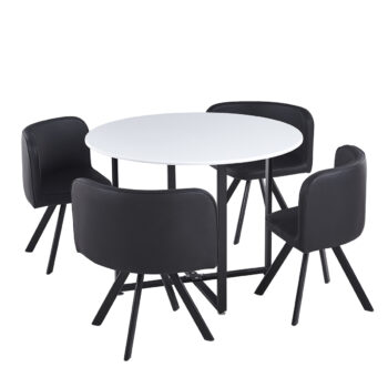 <p>Jedálenský set <strong>Bevan New 1+4</strong> v elegantnej kombinácii čiernej a bielej farby je ideálnym riešením pre moderné interiéry. Tento set, ktorý pozostáva z jedného stola a štyroch stoličiek, ponúka nielen štýlový vzhľad, ale aj praktickosť a pohodlie pre každodenné použitie.</p>