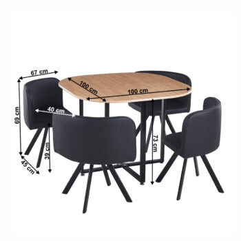 Jedálenský set Bevis New 1+4 v elegantnej kombinácii čiernej a dubovej farby je ideálnym riešením pre moderné interiéry. Tento set, ktorý patrí do kategórie nábytku pre kuchyňu a jedáleň, ponúka štýlový vzhľad a praktickosť v jednom. Skladá sa z okrúhleho stola a štyroch…