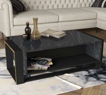 Predstavujeme BIANNO, luxusný konferenčný stolík, ktorý prináša do vašej obývačky eleganciu a moderný dizajn. Tento štýlový nábytok v kombinácii čiernej a mramorovej farby je navrhnutý tak, aby poskytoval praktické a estetické riešenie pre vaše potreby.Detailné špecifikácieTyp tovaru: Konferenčný stolíkMateriál: Kvalitná LTD s hrúbkou materiálu 18 mm, zaisťujúca odolnosť a dlhú životnosť.Rozmery: 106.4 x 40.4 x 60 cm, ideálny pre moderné obývacie priestory.Farba: Elegantná kombinácia čiernej a mramorovej, ktorá dodáva priestoru sofistikovaný vzhľad.Vybavenie: Regálka poskytujúca dostatok úložného priestoru pre knihy, časopisy alebo dekorácie.Štýl: Luxusný, ktorý prináša do vášho interiéru sofistikovaný a elegantný prvok.Vzhľad: Široká konštrukcia, ktorá sa ľahko zmestí aj do väčších priestorov.Tvar: Obdĺžnikový, ktorý dodáva moderný a čistý vzhľad.Dodatočné informácie: Produkt je dodávaný v demontovanom stave, čo uľahčuje transport a montáž.Konferenčný stolík BIANNO je ideálnou voľbou pre tých, ktorí hľadajú moderný a funkčný nábytok s luxusným vzhľadom. Jeho kombinácia čiernej a mramorovej farby a minimalistický dizajn prinášajú do vášho domova sviežosť a moderný štýl, zatiaľ čo poskytujú dostatok úložného priestoru pre všetky vaše potreby.