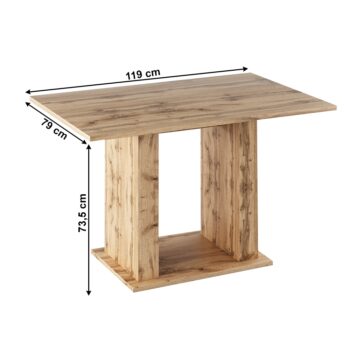 KONDELA Bistro jedálenský stôl 119x79 cm dub wotan – Obrázok 3