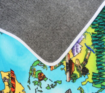 BO-MA, Protišmykový kusový koberec World map, 76,5x117, modrá, viacfarebná, detská izba