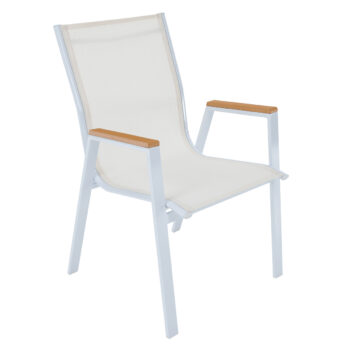 KONDELA Bonto záhradná stolička biela / dub – Obrázok 2