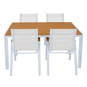 KONDELA Bonto záhradný stôl biela / dub – Obrázok 2