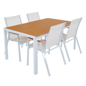 KONDELA Bonto záhradný stôl biela / dub – Obrázok 3