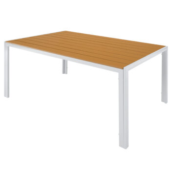 KONDELA Bonto záhradný stôl biela / dub – Obrázok 9