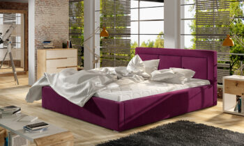 Moderná, celočalúnená manželská posteľ BRANCO UP 180 je odetá do krásnej látky vo farbe vínová (Velvet Mat 68). Do postele si každý večer ľaháme a každé ráno vstávame. Je súčasťou Vášho každodenného života, preto by mala byť nie len maximálne pohodlná, ale mala by lahodiť oku. Prešívanie čela…