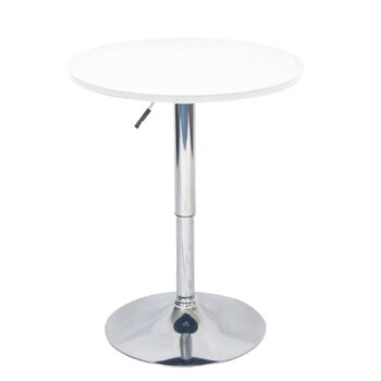 Okrúhly barový stôl Brany 2 New 60 v elegantnej kombinácii bielej a chrómovej farby je ideálnym doplnkom pre moderné interiéry. Tento stôl, vyrobený z kvalitného MDF materiálu a chrómu, ponúka nielen štýlový vzhľad, ale aj praktickosť. S priemerom 60 cm a nastaviteľnou výškou od…