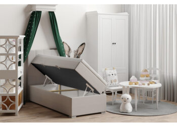 KONDELA Bred 90 L čalúnená jednolôžková posteľ s matracom sivohnedá (taupe) – Obrázok 2