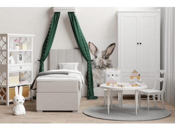 KONDELA Bred 90 L čalúnená jednolôžková posteľ s matracom sivohnedá (taupe) – Obrázok 5