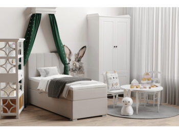 KONDELA Bred 90 L čalúnená jednolôžková posteľ s matracom sivohnedá (taupe) – Obrázok 6