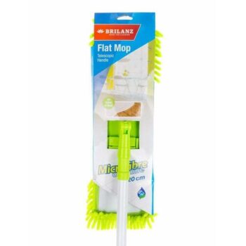 BRILANZ Mop plochý ženilkový s teleskopickou tyčou 120 cm, svetlo zelený