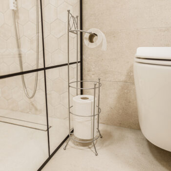 KONDELA Brizo kovový stojan na toaletný papier strieborná – Obrázok 2