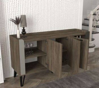 Komoda BRUGESPredstavujeme vám komodu BRUGES, ideálnu voľbu pre vašu obývaciu izbu alebo spálňu. Táto elegantná komoda je navrhnutá tak, aby vám poskytla dostatok úložného priestoru a zároveň dodala vášmu interiéru moderný a štýlový vzhľad.Typ tovaru: KomodaVhodné do miestnosti: Obývacia izba a spálňaMateriál: LTDRozmer: 150 x 80 x 45 cmFarba: Béžová + hnedá + antracitVybavenie: DvierkaPočet dvierok: 3Hrúbka materiálu: 18 mmDodatočné informácie: Dodávame v demonteKomoda BRUGES je vyrobená z kvalitného LTD materiálu s hrúbkou 18 mm, čo zaisťuje jej pevnosť a dlhú životnosť. Elegantná kombinácia béžovej, hnedej a antracitovej farby dodáva komode moderný a sofistikovaný vzhľad, ktorý sa hodí do akéhokoľvek interiéru. Komoda je vybavená troma dvierkami, ktoré poskytujú dostatok úložného priestoru pre vaše potreby.Dodávame v demonte, čo znamená, že komodu ľahko zložíte podľa priloženého návodu. Komoda BRUGES je perfektnou voľbou pre každého, kto hľadá štýlový a funkčný nábytok do svojej obývačky alebo spálne.