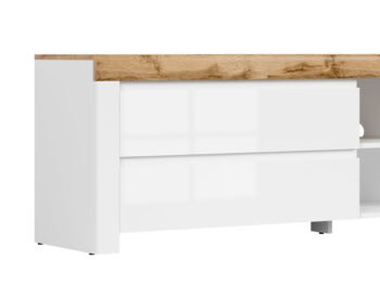 BLACK RED WHITE Holten RTV2S tv stolík biela / dub wotan / biely lesk - Image 5