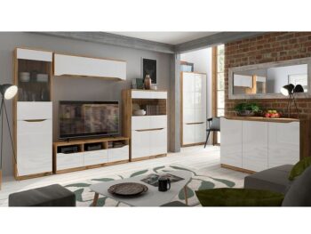 BLACK RED WHITE Nuis KOM3D komoda dub wotan / biely lesk – Obrázok 4