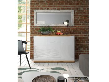 BLACK RED WHITE Nuis KOM3D komoda dub wotan / biely lesk – Obrázok 3