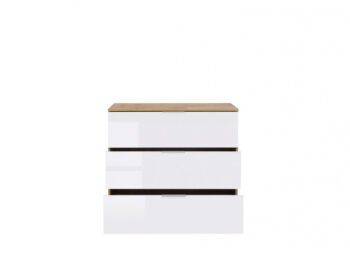 BLACK RED WHITE Zele KOM3S komoda dub wotan / biely lesk – Obrázok 3