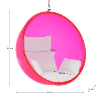 KONDELA Bubble Typ 1 závesné hojdacie kreslo ružová / biela / strieborná – Obrázok 2