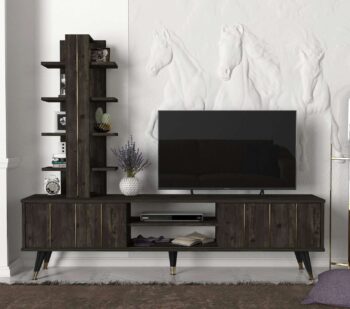 Predstavujeme BURNING, TV stolík, ktorý dokonale spája funkčnosť s elegantným dizajnom. Jeho robustná konštrukcia a tmavo hnedá farba prináša do každej obývačky pocit tepla a domácnosti.Charakteristiky produktuTyp tovaru: TV stolíkMateriál: Kvalitná LTD s hrúbkou 18 mm, zaručujúca odolnosť a stabilitu.Rozmery: 49 x 180 x 35 cm, ideálny na umiestnenie stredne veľkých a veľkých televíznych obrazoviek.Farba: Tmavo hnedá, ktorá dodáva stolíku luxusný a pôsobivý vzhľad.Vybavenie: Vrátane regálky, ktorý poskytuje ďalší úložný priestor pre multimediálne zariadenia, knihy alebo dekorácie.Dodatočné informácie: Produkt dodávame v demontovanom stave pre ľahší transport a montáž.TV stolík BURNING je ideálnou voľbou pre tých, ktorí hľadajú spojenie praktickosti a sofistikovaného vzhľadu. Jeho nadčasový dizajn a funkčné vlastnosti z neho robia nepostrádateľný prvok každej modernej obývačky.