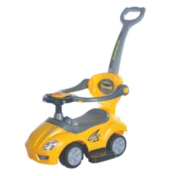Baby Mix Detská odrážadlo s vodiacou tyčou 3v1Mega Car, žltá
