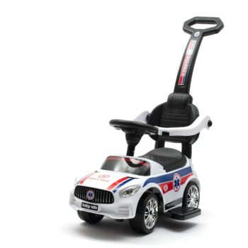 Baby Mix Detská odrážadlo so zvukom a vodiacoutyčou Ambulancia, biela