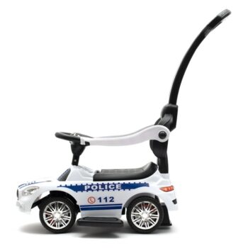 Baby Mix Detská odrážadlo so zvukom a vodiacoutyčou Police, biela