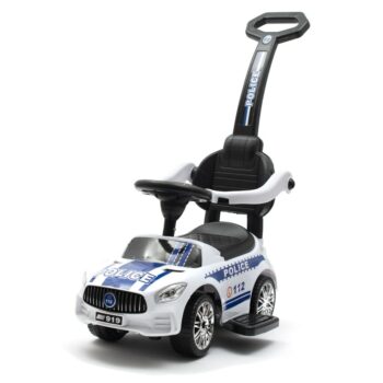 Baby Mix Detská odrážadlo so zvukom a vodiacoutyčou Police, biela